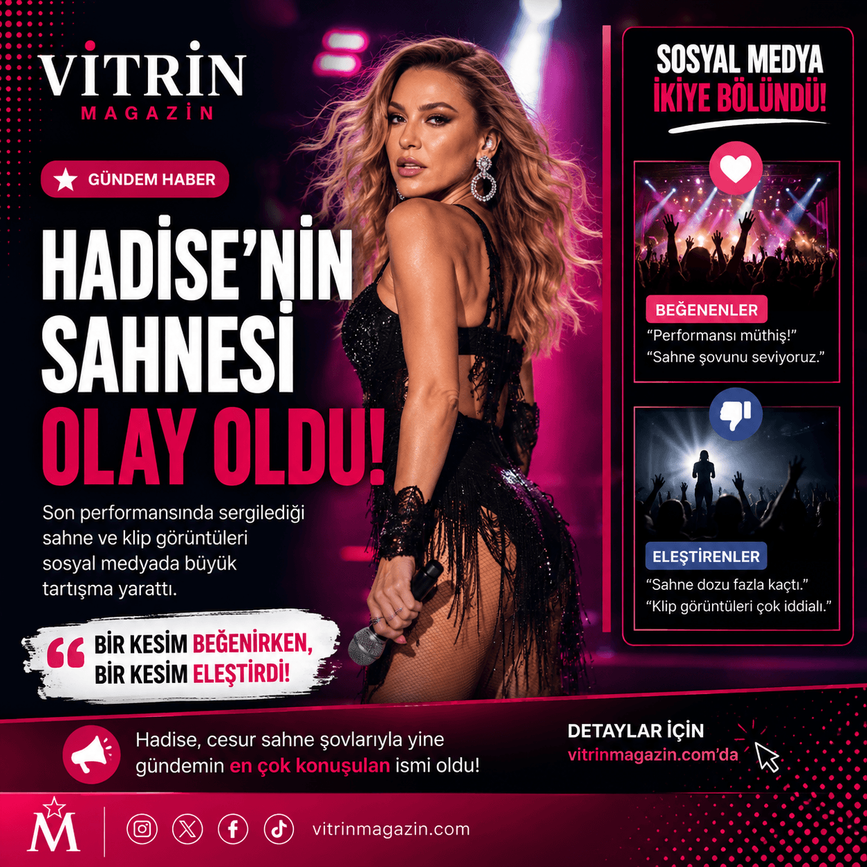 Hadise'nin sahnesi olay oldu! Sosyal medya ikiye bölündü